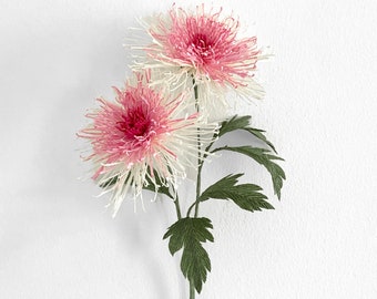 DIY KIT - Handmade Crepe Paper Japanese Chrysanthemum 's Kit with video Tutorial