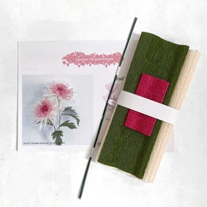 DIY KIT Handmade Crepe Paper Japanese Chrysanthemum 's Kit with video Tutorial image 2