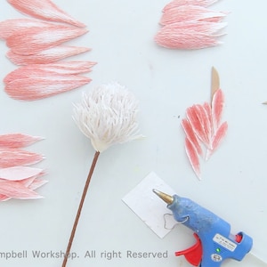 DIY KIT Handgemachtes Krepppapier King Protea Blumen Kit mit Video Tutorial Bild 5