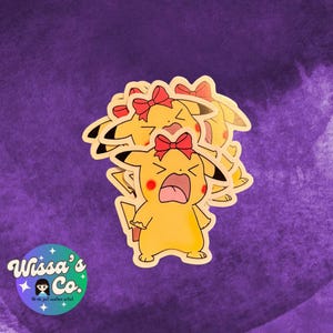 Screaming Pikachu with Bow Vinyl Sticker