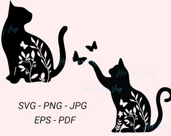 Download Floral Cat Svg Etsy