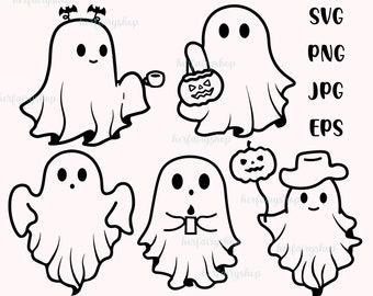 6 Halloween Ghost Svg | Ghost Bundle SVG | Ghost Cricut | Cute Ghost Svg | Halloween Svg |  Commercial Use I Ghost PNG I Ghost SVG Cut File