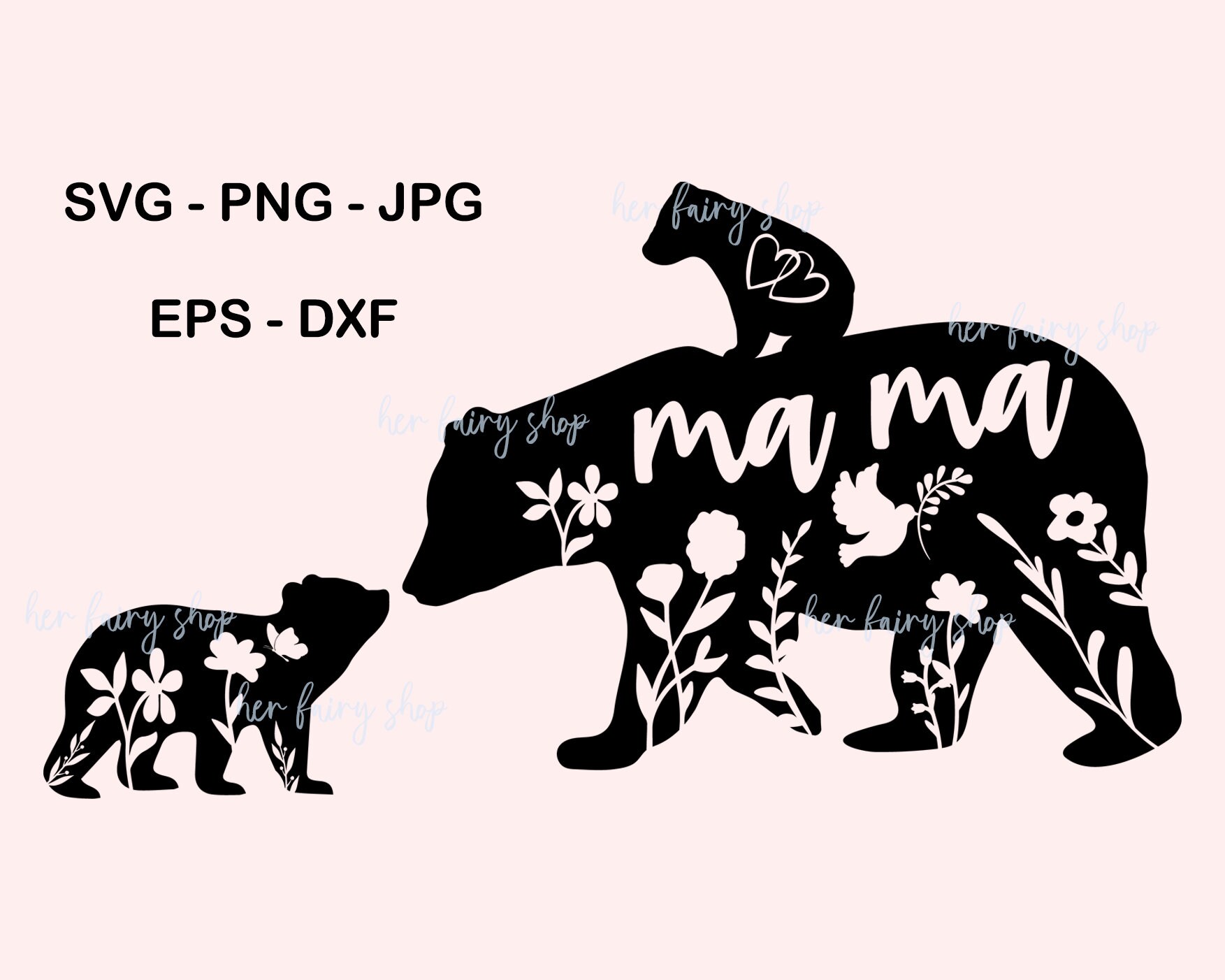 Download Mama Bear svg bundle Bear Family svg Floral Bear Family svg | Etsy