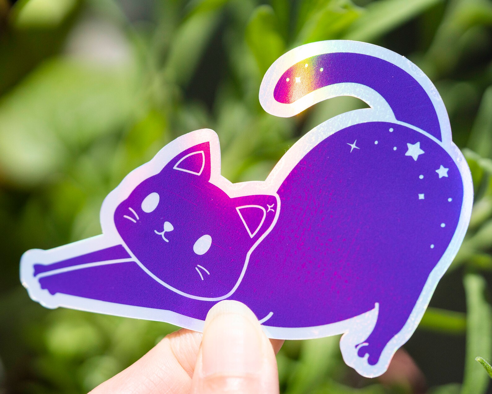 Holo Cat Sticker Cute Holographic Sticker Vinyl Sticker Etsy UK
