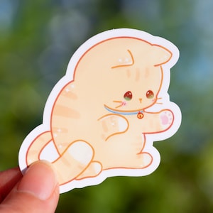 Cute cat sticker, Tabby  cat, cute kitty vinyl decal, waterproof sticker, decal laptop, water bottle, gift for cat lover, gift for friend