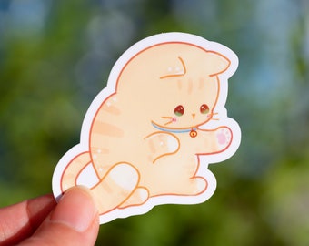 Cute cat sticker, Tabby  cat, cute kitty vinyl decal, waterproof sticker, decal laptop, water bottle, gift for cat lover, gift for friend