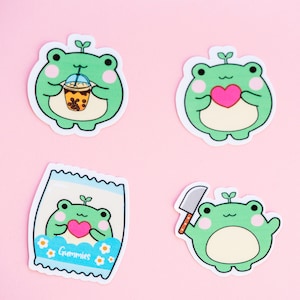 Froggy sticker bundle/ cute frog stickers/ Cottagecore Kawaii style journal and planner stickers, aesthetic illustration, cute Kawaii frog