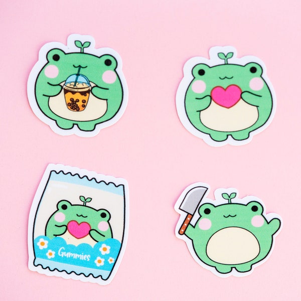 Froggy sticker bundle/ cute frog stickers/ Cottagecore Kawaii style journal and planner stickers, aesthetic illustration, cute Kawaii frog