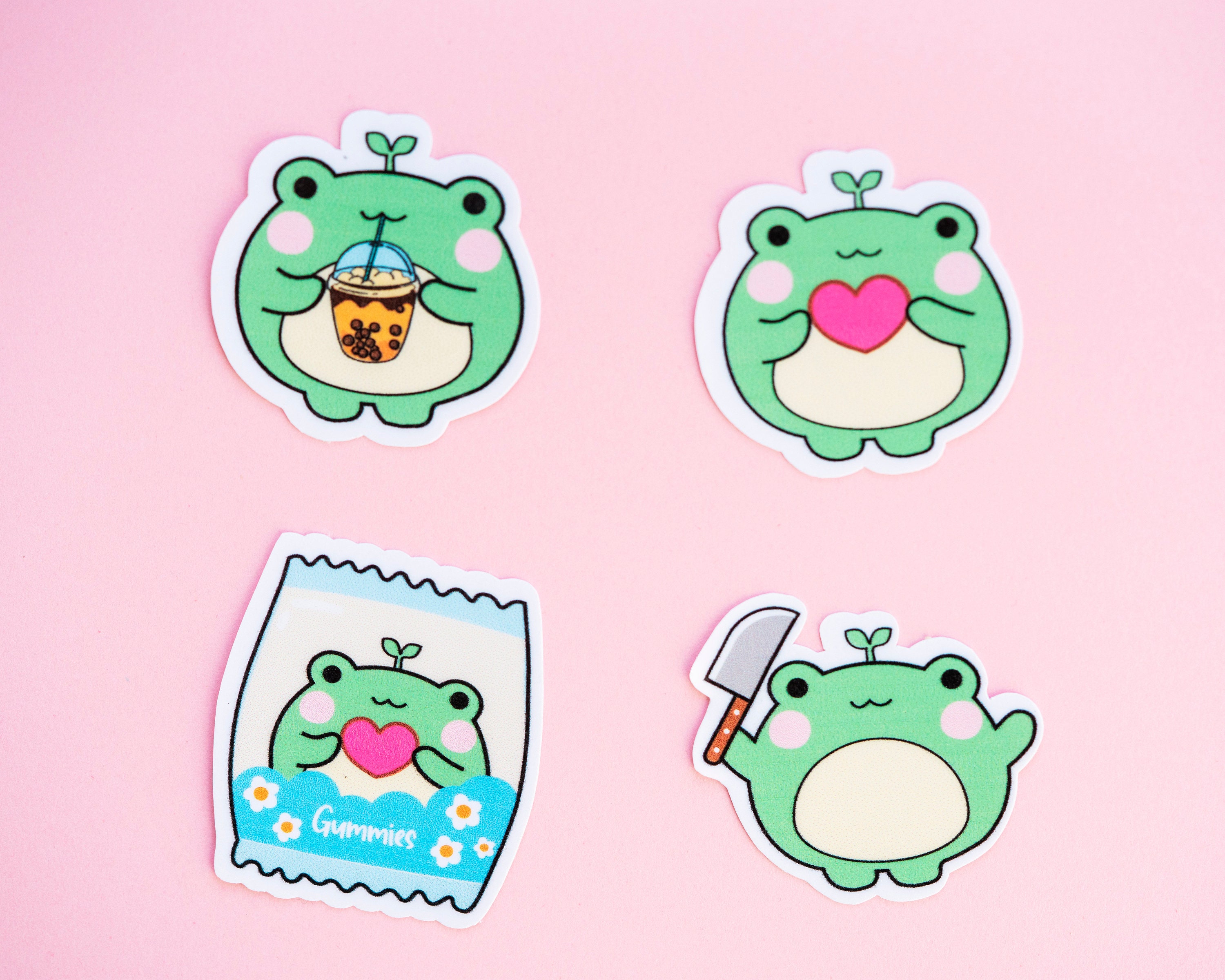 Froggy Sticker Bundle/ Cute Frog Stickers/ Cottagecore Kawaii Style Journal  and Planner Stickers, Aesthetic Illustration, Cute Kawaii Frog 