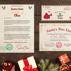 EDITABLE Letter Mailed From Santa: Letter + Nice List Certificate  + Envelope  | Santas Nice List | Personalized Santa Letter | Certificate