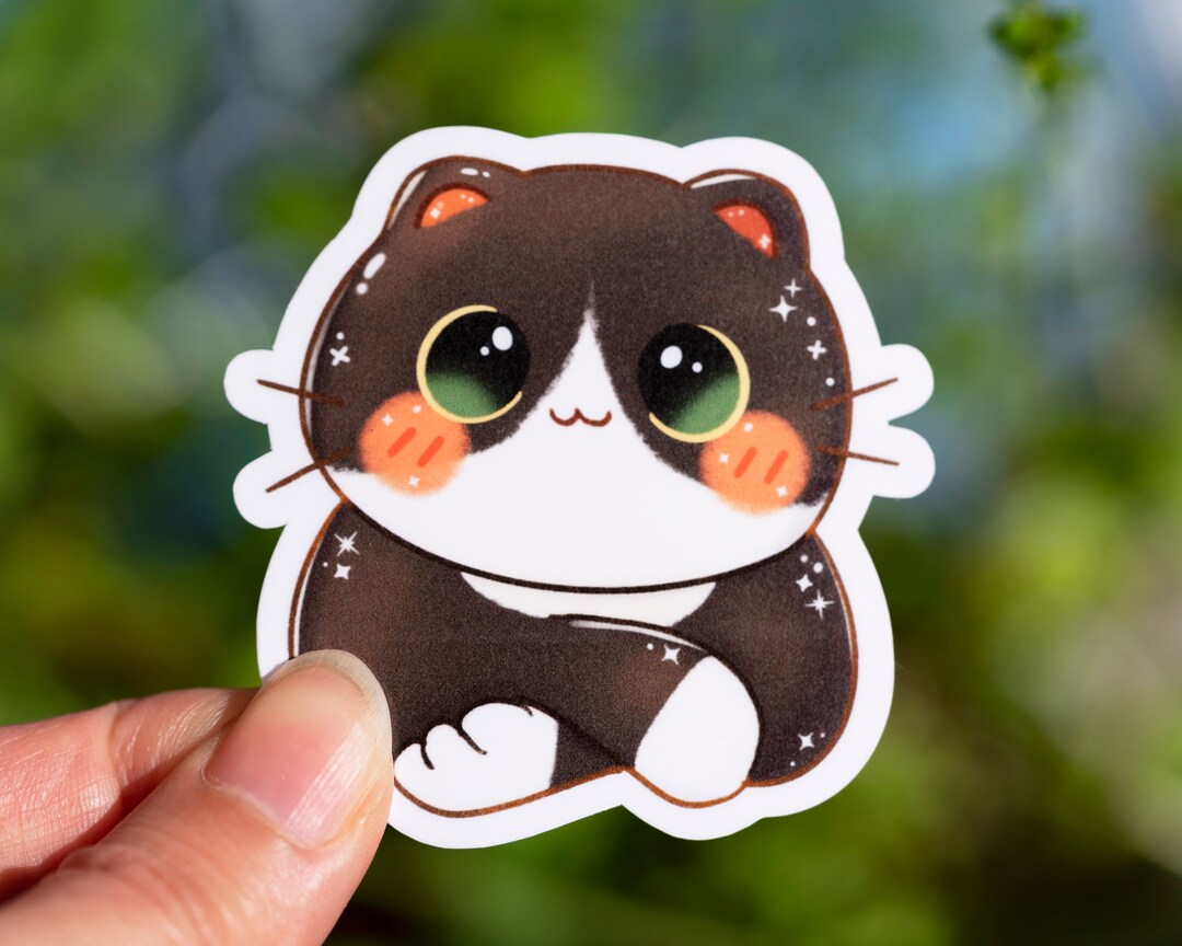 Cute Cat Sticker, Black Cat, Cute Kitty Vinyl Decal, Waterproof Sticker ...