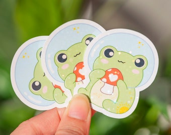 Holographic Frog Sticker / Waterproof Froggy Sticker / Kawai Frog Sticker / Cute Frog / Friend gift Laptop / Water Bottles  / Bullet Journal