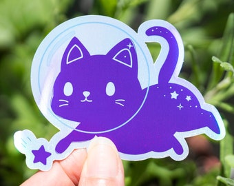 Holo Space Cat Sticker | Cute Holographic Sticker | Vinyl Sticker | Kawaii Cat Sticker