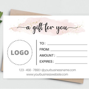 AÑADIR LOGO, Minimalista, Vale de tarjeta de plantilla de certificado de regalo de bricolaje, Vale de regalo editable, Descarga instantánea, Tarjeta de regalo imprimible, Editar tarjeta