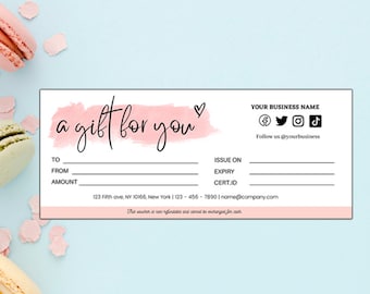Business Thank You Card Editable, A Gift for you eidtable, Minimalist, DIY Gift Certificate template card,Gift Voucher, Printable Gift Card