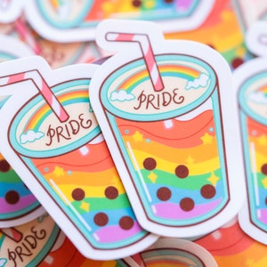 LGBTQIA Boba Stickers Bundle (Conjunto de 5 pegatinas) / Pegatinas brillantes a prueba de intemperie, pegatinas para computadora portátil, pegatina de diario de balas