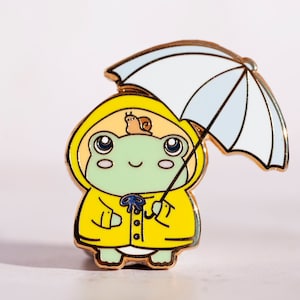 Frog Enamel Pin, Froggy Enamel Pin, Raincoat frog pin, Happy Little Frog Enamel Pin, Tiny Frog, Lapel Pin, Couple, Friendship, Gift