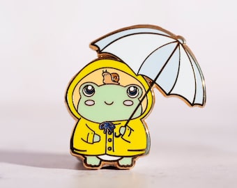 Frog Enamel Pin, Froggy Enamel Pin, Raincoat frog pin, Happy Little Frog Enamel Pin, Tiny Frog, Lapel Pin, Couple, Friendship, Gift