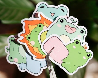 Pacchetto adesivi Froggy, adesivi carini, adesivi impermeabili, adesivi per laptop, regalo rana, amante della rana, rana fungo, rana divertente, adesivi kawaii