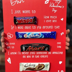 Tabla de chocolate personalizada para el día de San Valentín: dulce regalo personalizado para él o ella
