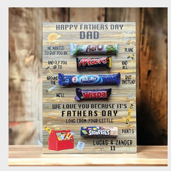 Personalised Tools Theme Father's Day Chocolate Message Board - Dad Grandad Step Dad Special Occassion Dads Day Dad Grandad Sweet Gift