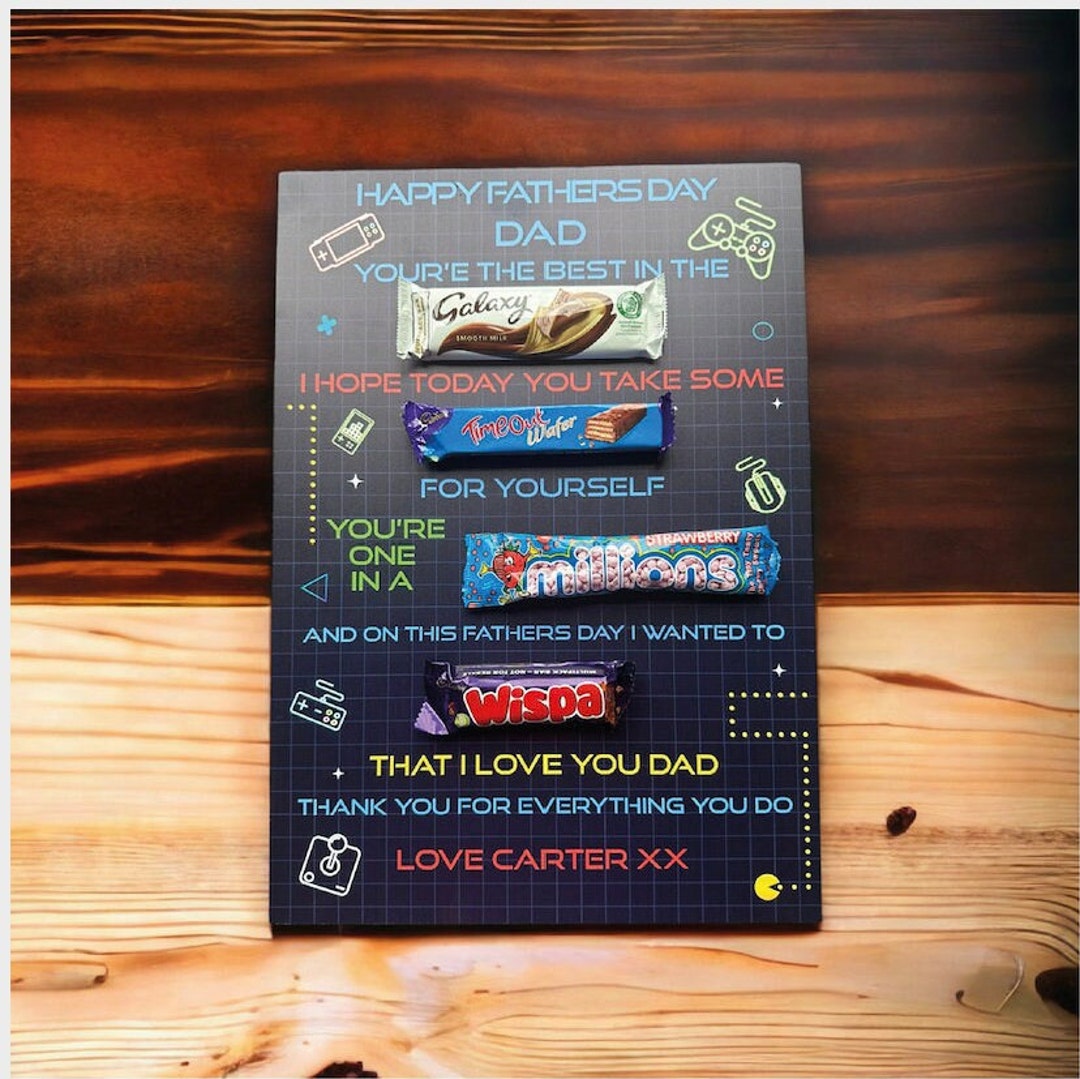 Personalised Gamer Theme Father's Day Chocolate Message Board Dad