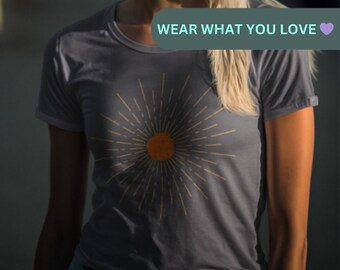 Discover Boho Chic Bliss with our Yellow Sunburst Vintage Heart Comfort Colors Tshirt - Oversized, Retro Vibes for Your Wardrobe!