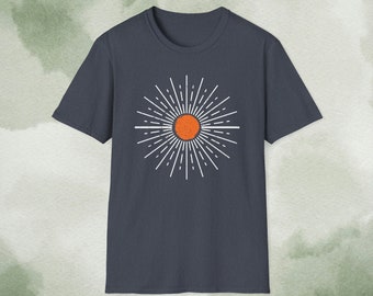 Discover Boho Chic Bliss with our Sunburst Vintage Heart Comfort Colors Tshirt - Oversized, Retro Vibes for Your Spring Wardrobe!