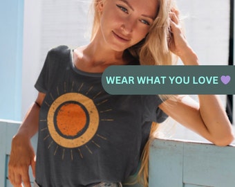 Discover Boho Chic Bliss with our Yellow Sunburst Vintage Comfort Colors T-shirt - Oversized, Retro Vibes for Your Wardrobe!