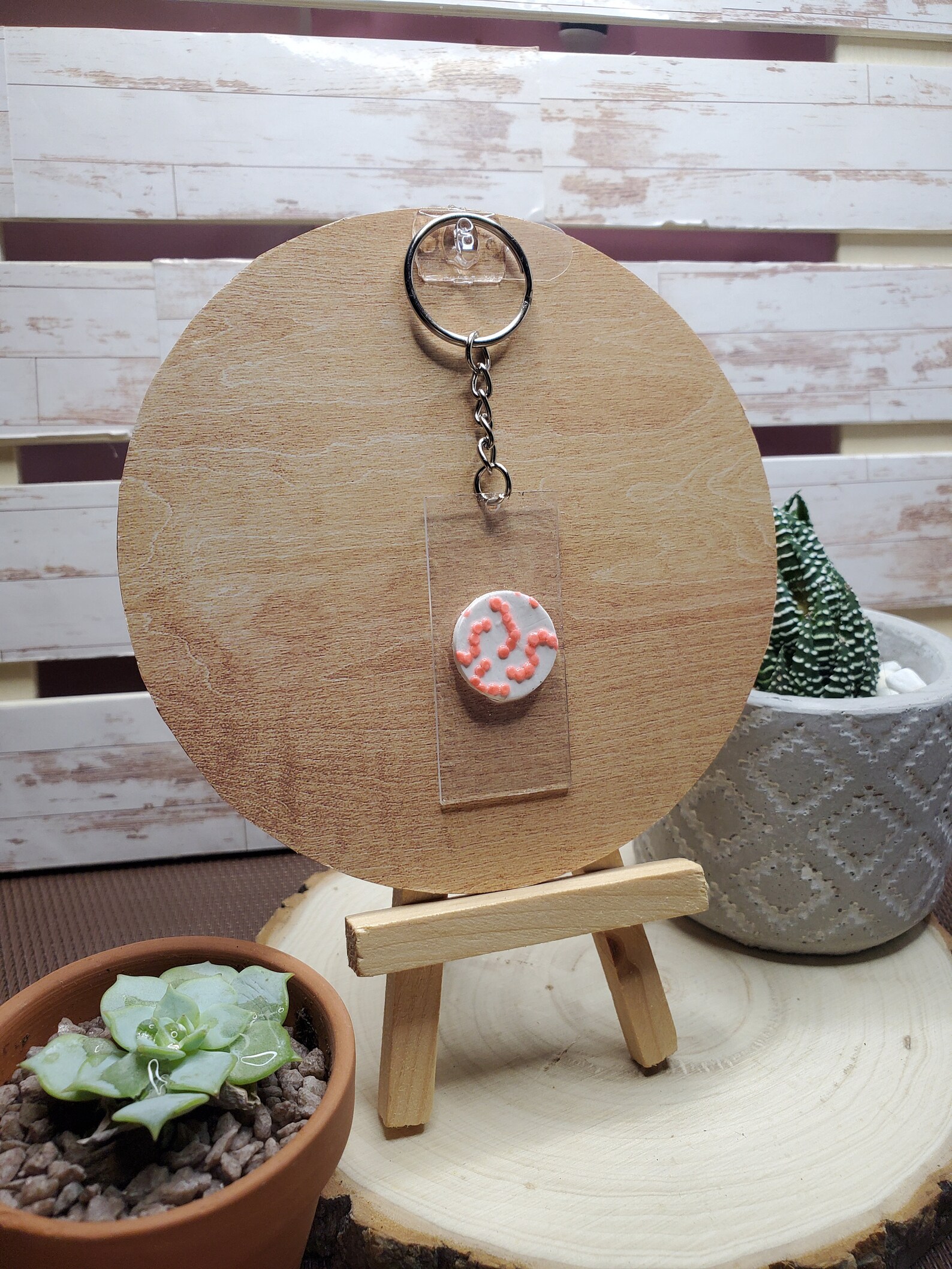 Biology Themed Keychain Biology Lover Microbes in Glass Etsy