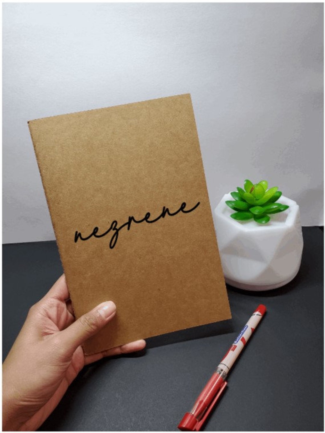 Personalized Kraft Notebook With Name, Custom Notebook With Vinyl