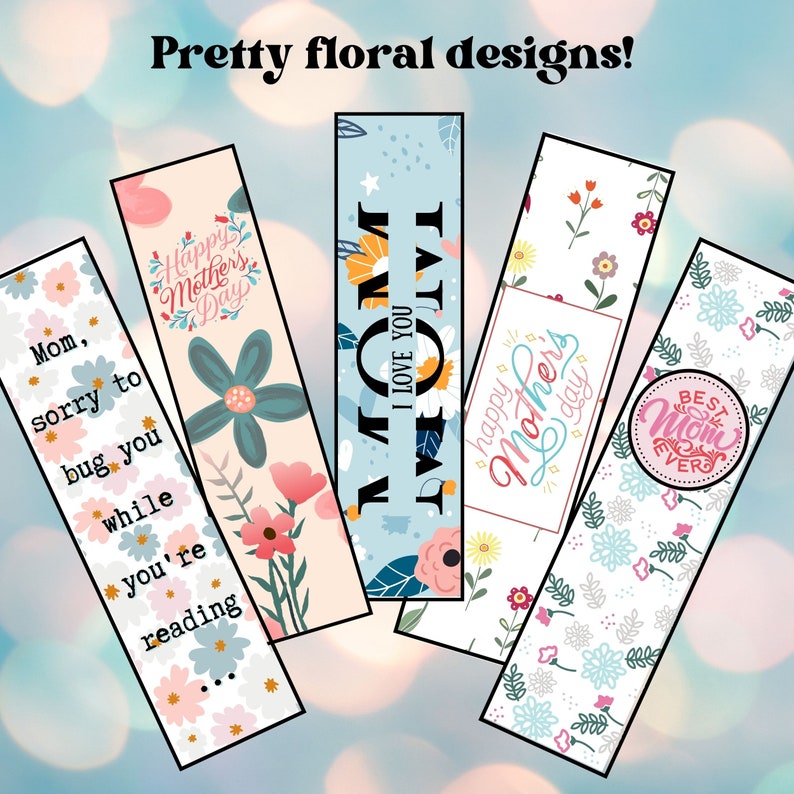 Mom Digital Bookmarks Printable Bookmark Set Best Mom Ever Etsy