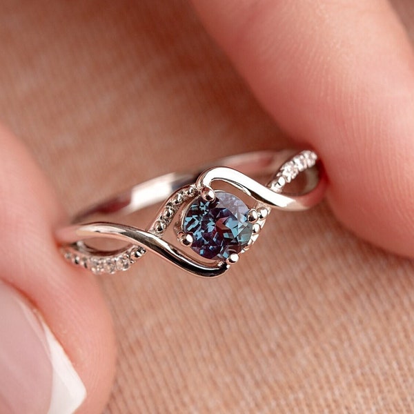 Vintage Alexandrit Ring, 24k Rose Gold Vermeil, Verlobungsring, Versprechen Ring, Juni Birthstone Ring, Versprechen Ring