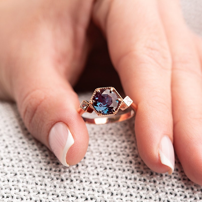 Alexandrite Vintage Promise Ring Unique Bridal Ring Etsy