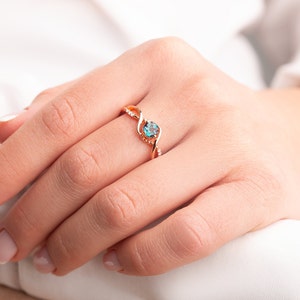 Anillo de alejandrita vintage, vermeil de oro rosa de 24 k, anillo de compromiso, anillo de promesa, anillo de piedra de nacimiento de junio, regalo de aniversario para ella, anillo de promesa imagen 2