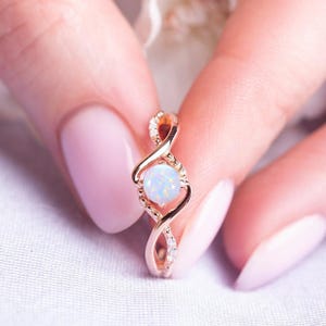 Anello di fidanzamento vintage con opale, anello di promessa Art Déco, anello per anniversario, anello di proposta per lei