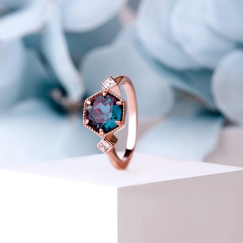 Alexandrite Vintage Promise Ring Unique Bridal Ring Etsy