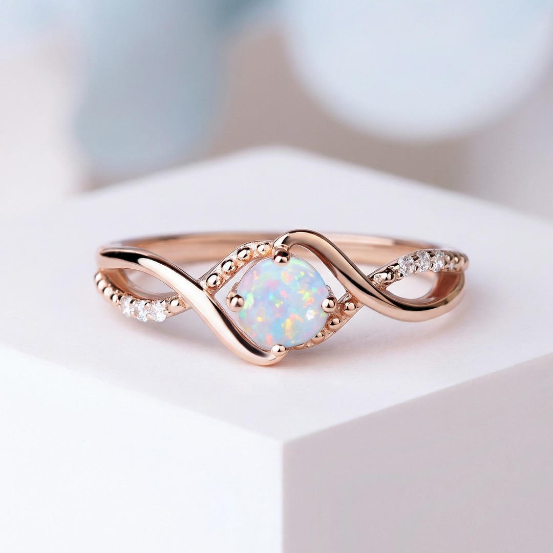 Vintage Opal Engagement Ring, Art Deco Promise Ring, Her Anniversary ...