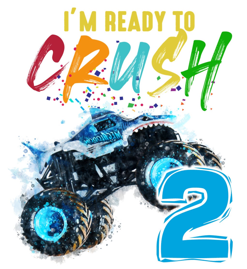 Megalodon Monster Truck Jam Shark Theme Custom Number Age Boys | Etsy