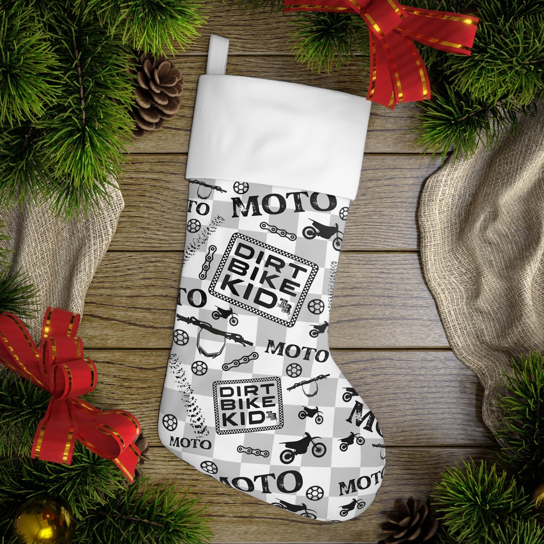 Dirtbike Kid Holiday Stocking Motocross Stocking Dirt Bike Etsy