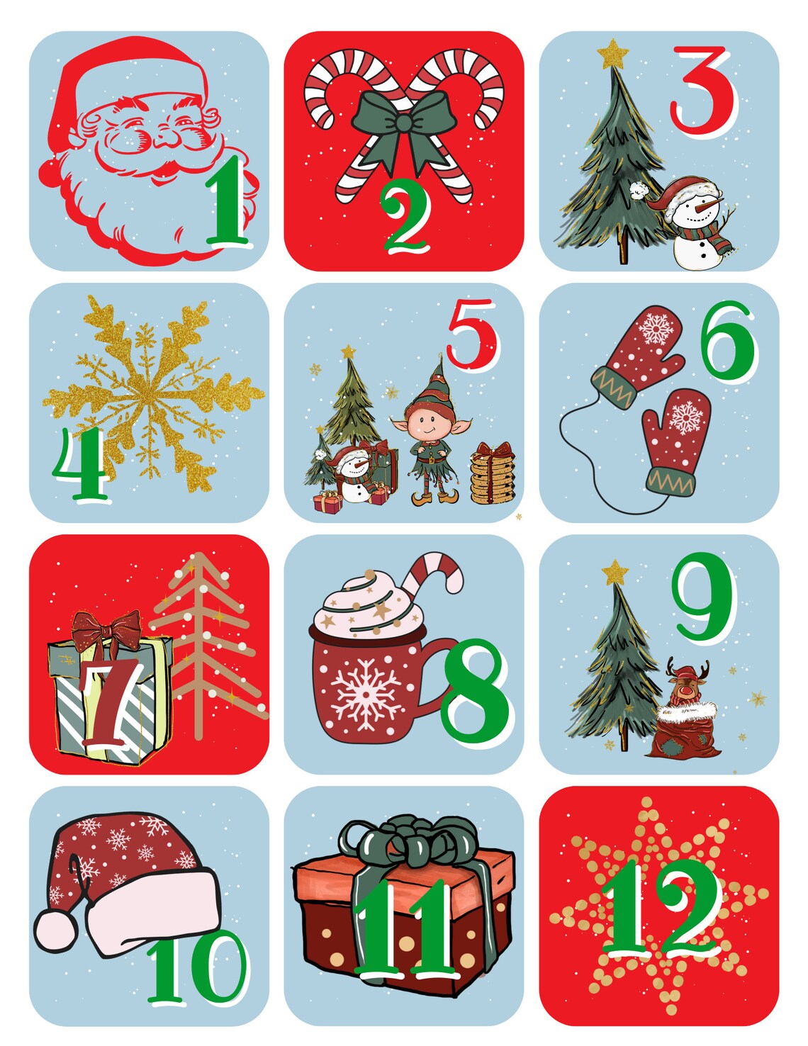 Printable Advent Calendar Numbers, Advent Calendar Numbers, Advent Calendar DIY, Printable ...