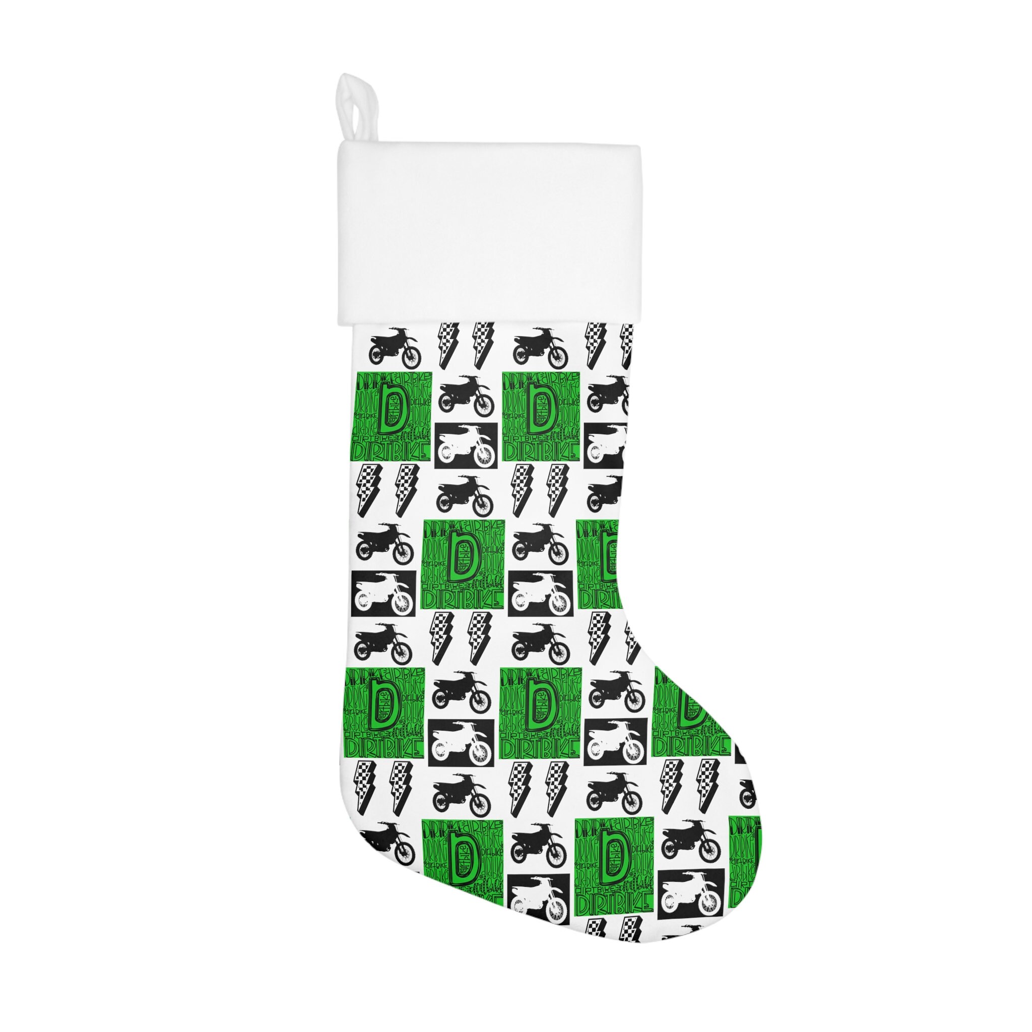 Green Dirtbike Holiday Stocking Motocross Stocking Dirt Bike Etsy