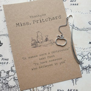 Personalised Winnie the Pooh quote Teacher eco card & metal bookmark