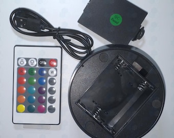 16-Color RGB LED Lamp Base: USB Powered Acrylic Display Stand