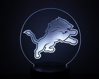 Acrylic Night Light, Detroit Lions LED Decor with Color Changing Remote