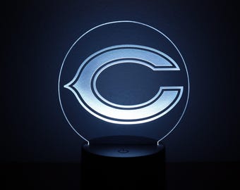 Desk Lamp LED, Chicago Bears Acrylic Panel with Remote Color Modes