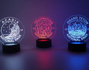 Acrylic Night Light With LED Stand, 64 National Park Options