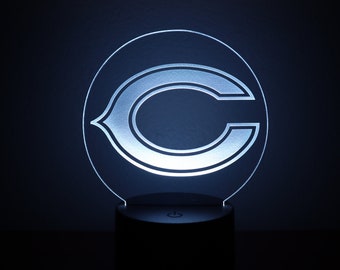 Chicago Bears LED Night Light, Football Fan Gift, Acrylic Lamp, Man Cave Decor