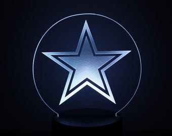Acrylic Night Light, Dallas Cowboys Engraved LED Panel, Remote Control