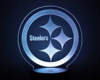 Pittsburgh Steelers LED Night Light, Football Fan Gift, Acrylic Lamp, Man Cave Decor
